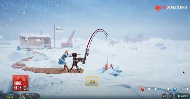 Ice fishing gambling game in Germany